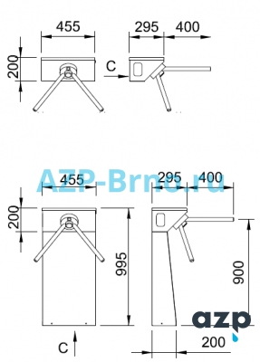 Турникет из нержавеющей стали TRM 01 AZP Brno Чехия (фото, схема)